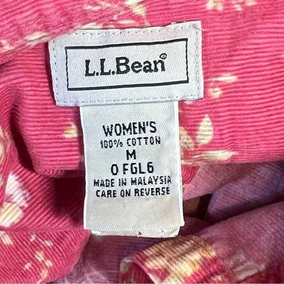 L.L. Bean Women’s Sz M Red Corduroy Floral Button Down Shirt Casual Cottagecore - Picture 12 of 12